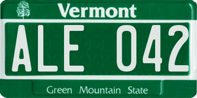VT license plate ALE042