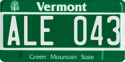 VT license plate ALE043
