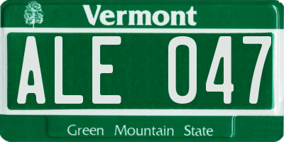 VT license plate ALE047