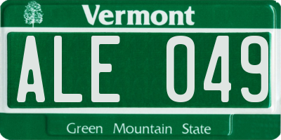 VT license plate ALE049