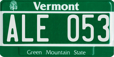 VT license plate ALE053