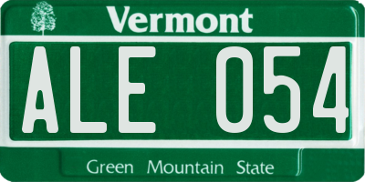 VT license plate ALE054