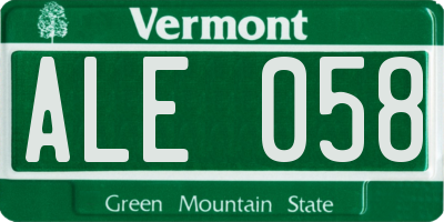 VT license plate ALE058