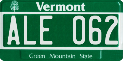 VT license plate ALE062