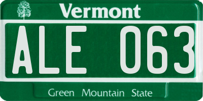 VT license plate ALE063