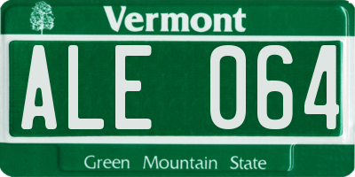 VT license plate ALE064