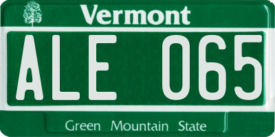 VT license plate ALE065