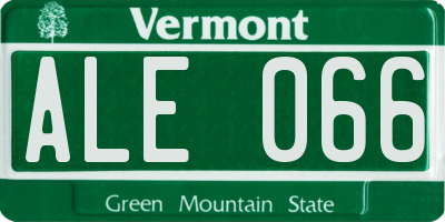 VT license plate ALE066