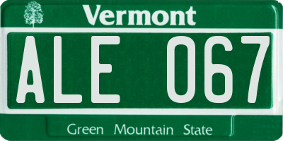 VT license plate ALE067