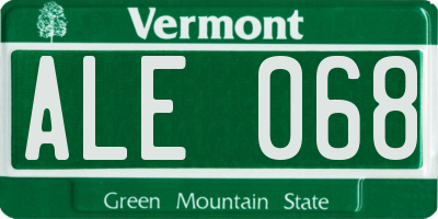 VT license plate ALE068