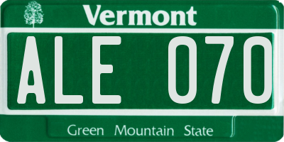 VT license plate ALE070