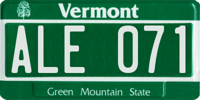 VT license plate ALE071