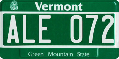 VT license plate ALE072
