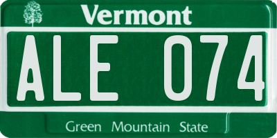 VT license plate ALE074