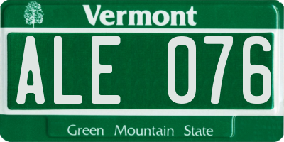 VT license plate ALE076