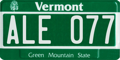 VT license plate ALE077