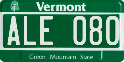 VT license plate ALE080