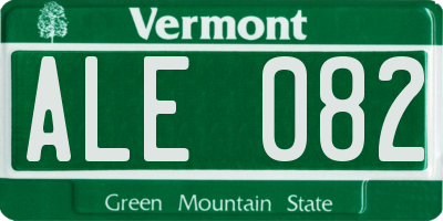 VT license plate ALE082