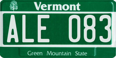 VT license plate ALE083