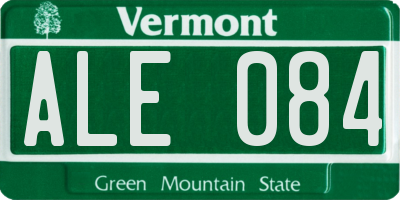 VT license plate ALE084
