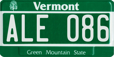 VT license plate ALE086