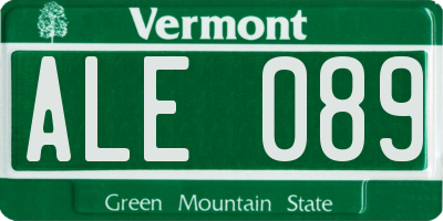 VT license plate ALE089