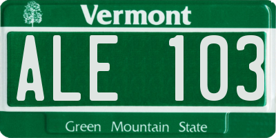 VT license plate ALE103