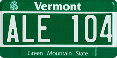 VT license plate ALE104