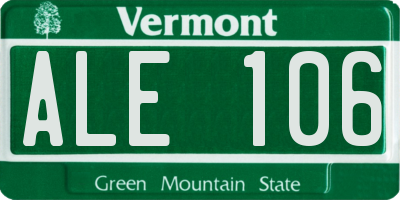 VT license plate ALE106