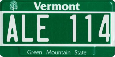VT license plate ALE114
