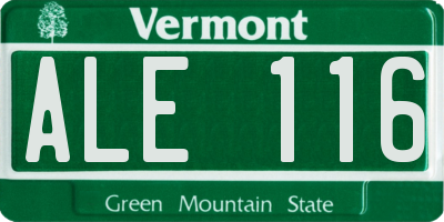 VT license plate ALE116