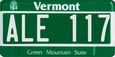 VT license plate ALE117