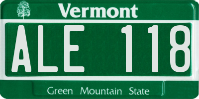 VT license plate ALE118