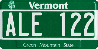 VT license plate ALE122