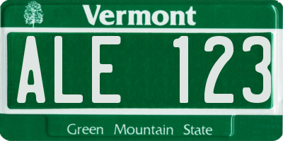 VT license plate ALE123