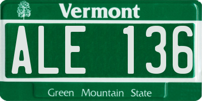VT license plate ALE136