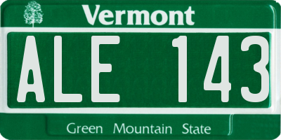 VT license plate ALE143