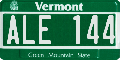 VT license plate ALE144
