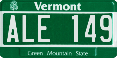 VT license plate ALE149