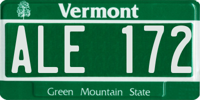 VT license plate ALE172