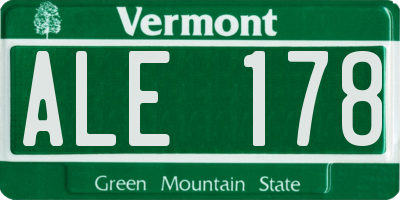 VT license plate ALE178