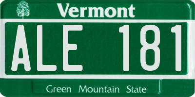 VT license plate ALE181