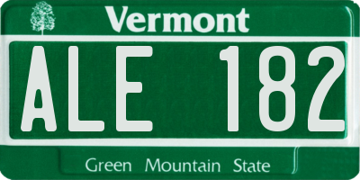 VT license plate ALE182