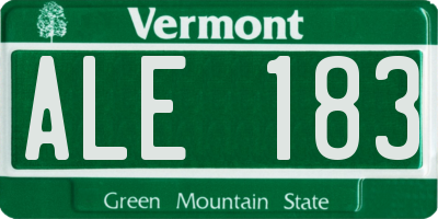 VT license plate ALE183