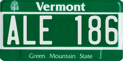 VT license plate ALE186