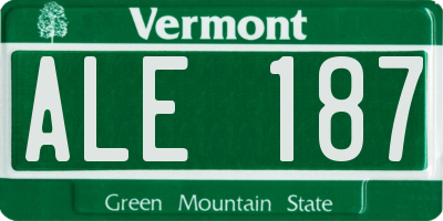 VT license plate ALE187