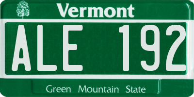 VT license plate ALE192