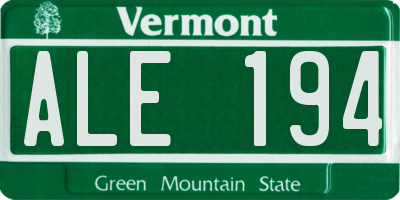 VT license plate ALE194