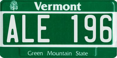 VT license plate ALE196