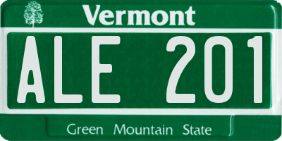 VT license plate ALE201